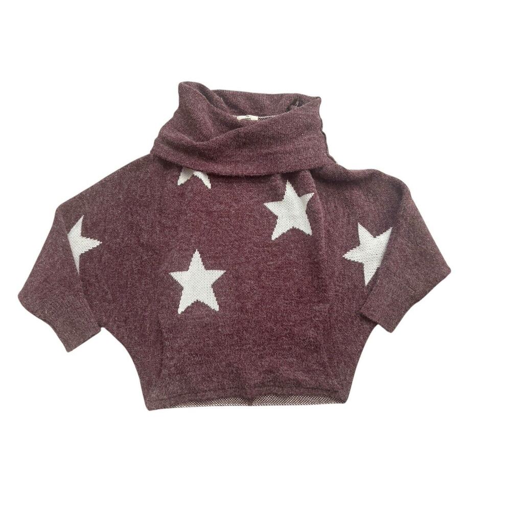 Star Patterned Burgundy Sweater